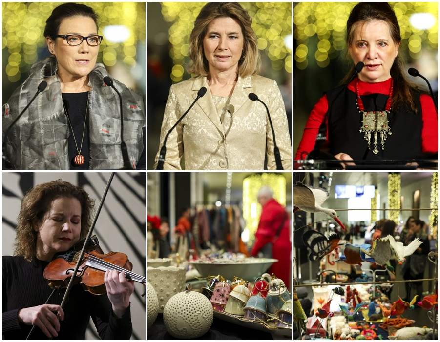 2023. Iparművészeti Bazár a Várkert Bazárban. A sajtófogadásról beszámolt az Origó hírcsatorna. Sikota Krisztina vezérigazgató helyettes, dr. Herczegh Anita fővédnök, Szöllősi Rita kurátor, hegedűn játszott Kézdy Luca zeneszerző